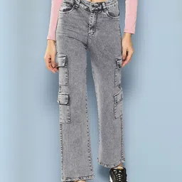 CORSICA Women Grey Cotton Stretchable Jeans-image-14