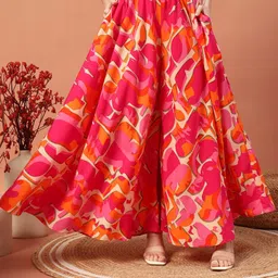 ZWERLON Women Printed Relaxed Flared Wrinkle Free Trousers image 1