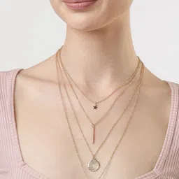 TheVineGirl Women Gold-Plated Four Layered Round Star Pendant Necklace-picture-23