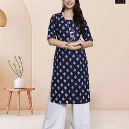 7Threads Women Ethnic Motifs Printed Floral Crepe Kurta-picture-11
