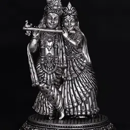 Exotic India Silver-Toned Radha Krishna Brass Idol Showpiece-image-62