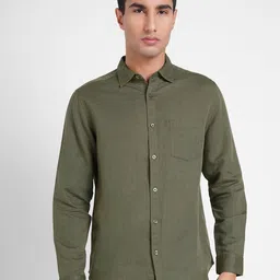 Peregrine by Pantaloons Men Solid Spread Collar Casual Shirt image 5
