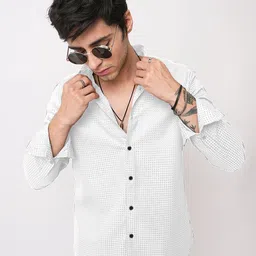 INDICLUB Regular Fit Textured Spread Collar Casual Shirt-picture-15