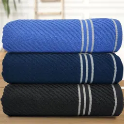 Aura Blue & Black 3 Cotton 400 GSM Bath Towel image 1
