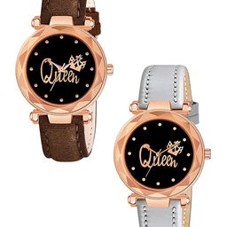 Gopal Shopcart Unisex Pack of 2 Printed Dial & Straps Watch GR379RG Q BRO Vel GREY L-picture-37