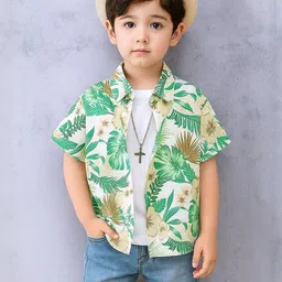 DUTT CREATION Boys Green Classic Floral Printed Formal Shirt-picture-37