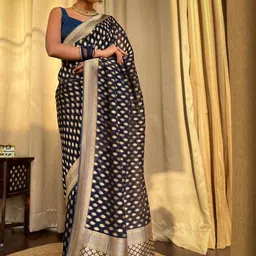 CANIZZARO Ethnic Motifs Woven Design Zari Banarasi Saree image 4