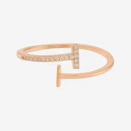 Kushal's Fashion Jewellery 92.5 Sterling Silver Rose Gold-Plated CZ Studded Finger Ring image 2
