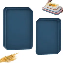 sugaalsu Wheat Straw Fast Food Trays School Lunch Trays Rectangular Serving Platter_New Tray image 1