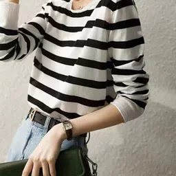 StyleCast Women Striped Monochrome Cotton Pullover-image-86