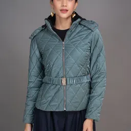 LURE URBAN Geometric Hooded Puffer Quilted Jacket-image-93
