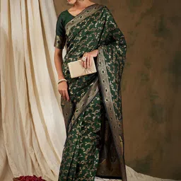 Desi Fusion Woven Design Zari Art Silk Heavy Work Saree image 5