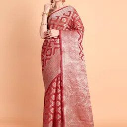 Areca Designer Ethnic Motifs Zari Organza Banarasi Saree-picture-12
