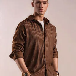 r.code by the roadster life co. R.Code by The Roadster Lifestyle Co. Men Vertical Striped Shirts image 3