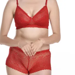 samvar Women Red,Green Net Bra Panty Set for Lingerie Set Undergarments Pack of 2 image 5