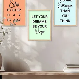 Kotart Orange & Green 3 Piece Wood Abstract Wall Paintings-image-96