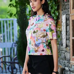 BAESD Abstract Printed Round Neck Short Sleeves T-shirt image 4