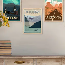 Kotart Brown & Green 3 Pieces Wooden Travel Wall Arts-picture-19