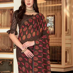 Mitera Floral Poly Georgette Bagh Saree image 3