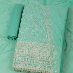 Meena Bazaar Embroidered Art Silk Unstitched Dress Material-picture-29