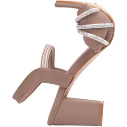 THE STHAPAK BLESS YOUR FEET Women Taupe Synthetic Leather Block Heels image 4