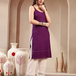 Stylum Embroidered Chikankari Lace Frills Bows And Ruffles Dobby Kurta image 3