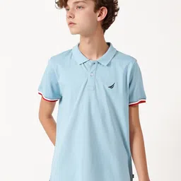 Nautica Boys Solid Polo Collar Cotton T-shirt-picture-34