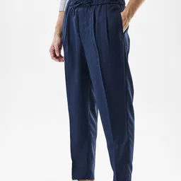 Snitch Men Navy Blue Mid-Rise Regular Fit Trouser image 5