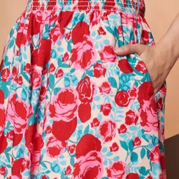 ZWERLON Floral Printed High Rise Flared Palazzo image 3