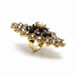 ANIKAS CREATION Gold-Plated Stone-Studded Finger Ring image 2