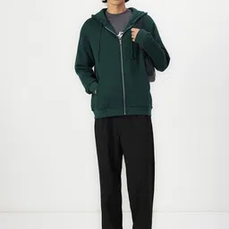 Besick Men Hooded Solid Cotton Lightweight Bomber Jacket image 3