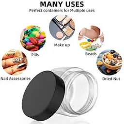 rivugja Cosmetic Jar/Container with Black Cap, 50 GMS, for Beauty, Cream, Blends, Skin Care, Hair Care, Travel, Toners (Pack of 2) Multipurpose Frosted Glass Empty Cosmetic & DIY image 3