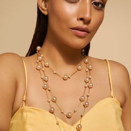 Kushal's Fashion Jewellery Copper Gold-Plated Layered Necklace-picture-41
