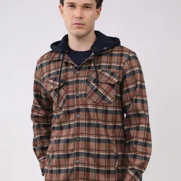 Monte Carlo Men Checked Hooded Full Sleeve Sweatshirt-picture-40