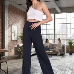 COVZ Women Smart Straight Fit High-Rise Easy Wash Trousers-picture-24