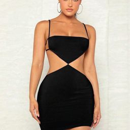VAGHBHATT Black Halter Neck Cut-Out Bodycon Mini Dress-picture-47