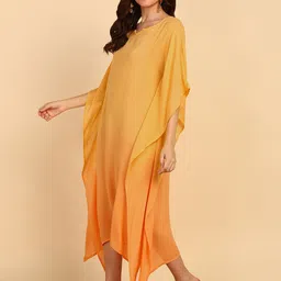 PinkTribe Women Ombre Dyed Kimono Sleeve Kaftan Midi Dress image 5