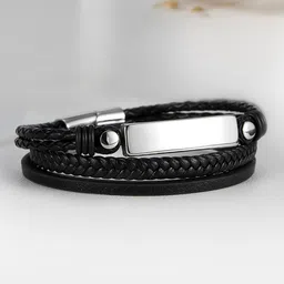 Peora Men Leather Stainless Steel Openable Wraparound Bracelet-picture-42