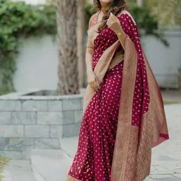 SWEETPEL Woven Design Zari Handloom Banarasi Saree image 2