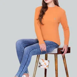 Melvin Women Woollen Self Design Round Neck  Pullover Sweater-image-58