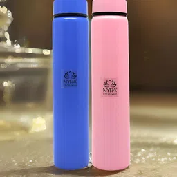 Nyra Kitchenware Pink & Blue Set of 2 Stainless Steel Printed Single Wall Vacuum Water Bottle-picture-16