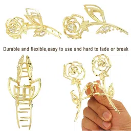 DIVASTRI Women Embellished Rose Shaped Metal Claw Clip-image-0