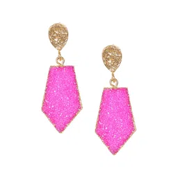 ROYAL PITARAH Gold-Plated Contemporary Stone Studded Drop Earrings image 2