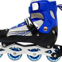 Hight Premium Quality Inline Blue Color Skating, Skates Size Adjustable (38-42 / L Size) All Pure PU Wheels It Has Aluminum-Alloy Which is Strong Wheels In-line Skates - Size 7-10 UK (Blue) In-line Skates - Size 7-10 UK-image-23