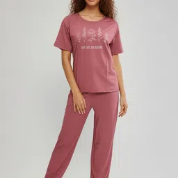 Fasense Floral Printed Short Sleeves T-shirt With Pyjama-picture-16