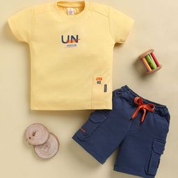 KIDZELLO Boys Printed Round Neck Pure Cotton T-shirt With Shorts-picture-0