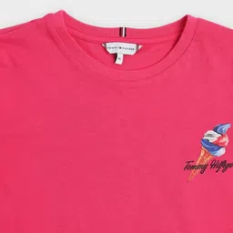 Tommy Hilfiger Girls Brand Logo Printed Cotton Short Sleeves T-shirt image 4