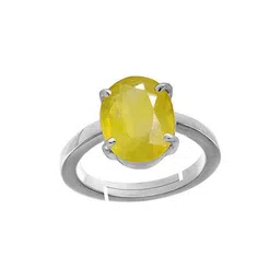 RRVGEM 9 KT Silver Unheated Untreated Yellow Sapphire Finger Ring image 2