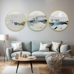 The Castle Decor White & Blue 3 Pieces Nature Sparkle Wooden Wall Art-picture-14