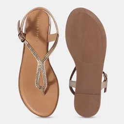 LEMON & PEPPER Women Stone and Beads T-Strap Flats image 4